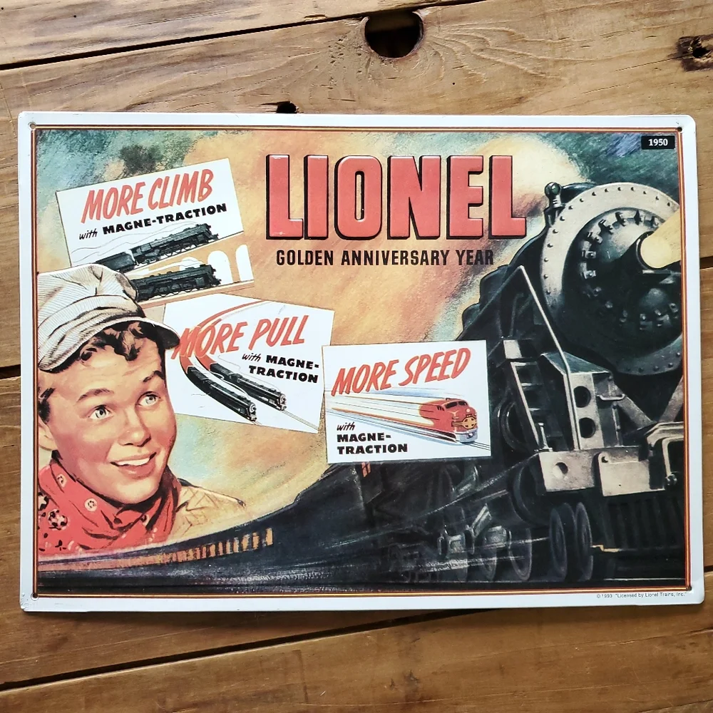 Lionel Train Vintage Looking Metal Wall Art Set of 2